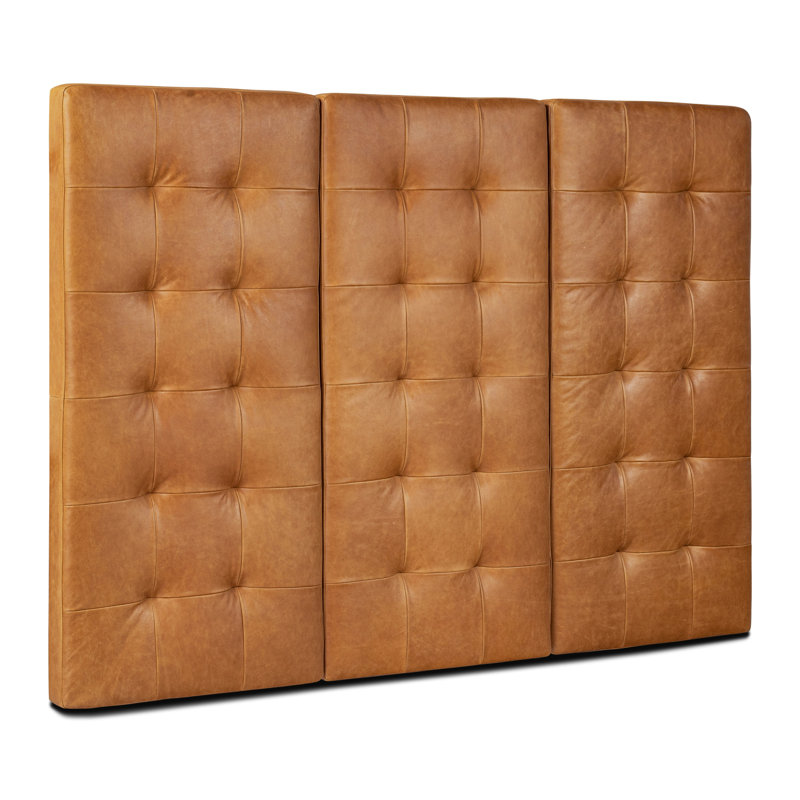 Tête de lit en cuir véritable Candi brun clair Candel, Grand
