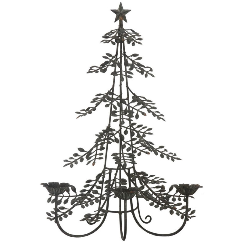 Porte-bougie décoratif en forme d'étoile, pouvant accueillir 3 bougies, noir 27 po