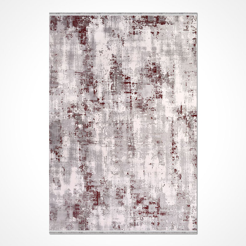 Tapis moderne / abstrait beige lavable à la machine antidérapant, Rectangle de 2 pi 7 po x 5 pi
