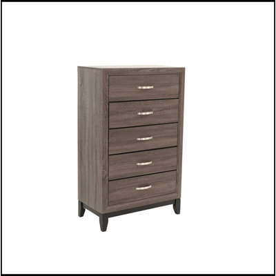 Kristopher Wooden Chest with 5 Drawers & Metal Handle