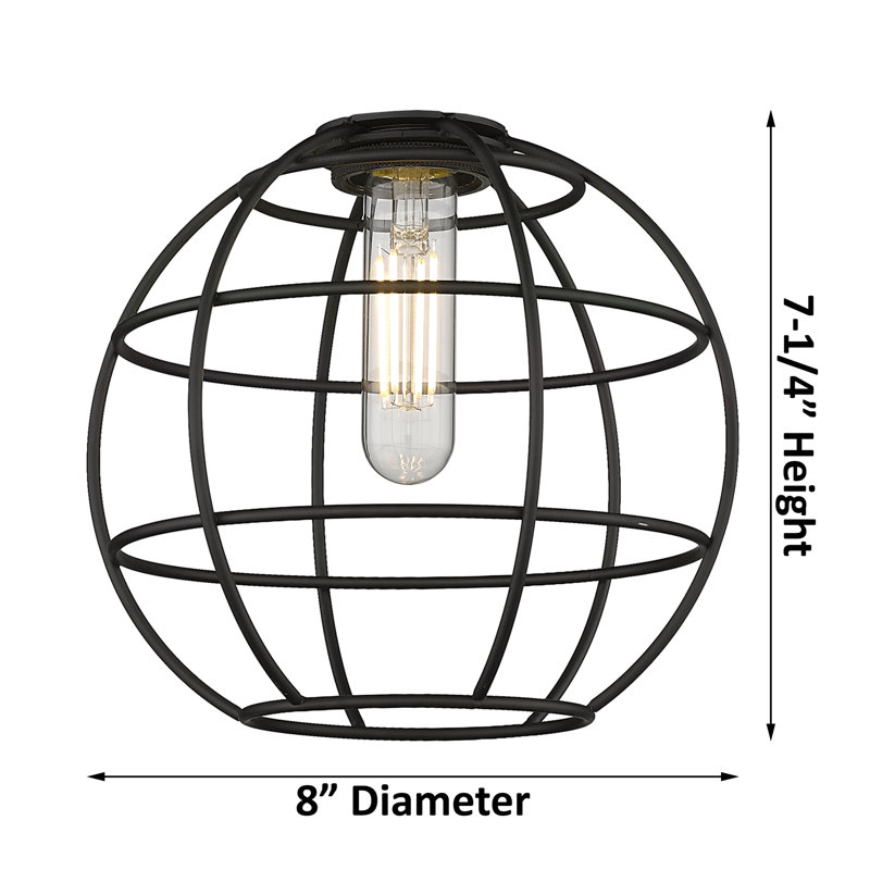 Ariyauna Semi Flush Mount, Brushed Brass/Matte Black, 12" H x 8" W x 8" D