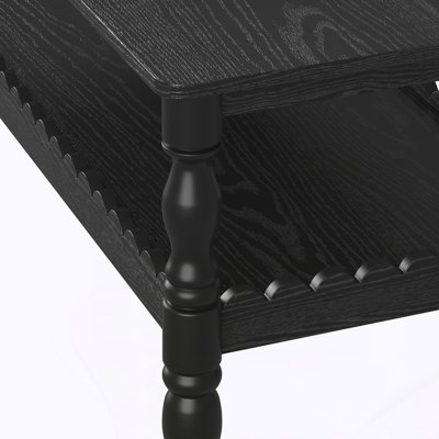 Rectangle Coffee Table Solid Wood Coffee Table with Storage Shelf