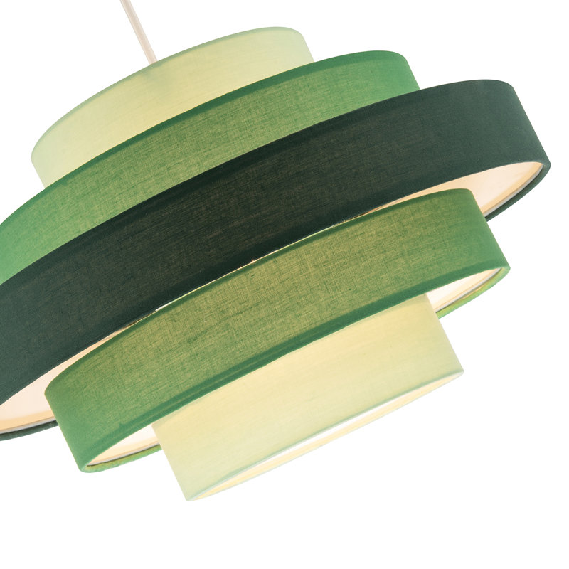 Five Tier Pendant Lighting Shade With Various Cotton Rings By, Green