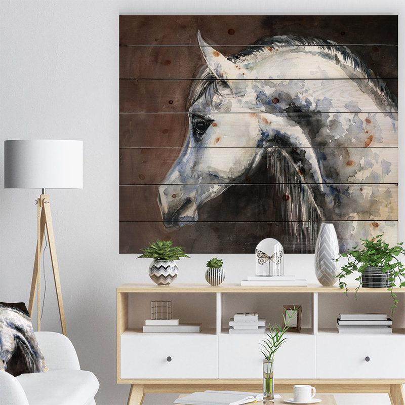 «Gray Arabian Horse», reproduction sur bois non encadrée, H 16 po x l 32 po x P 1 po
