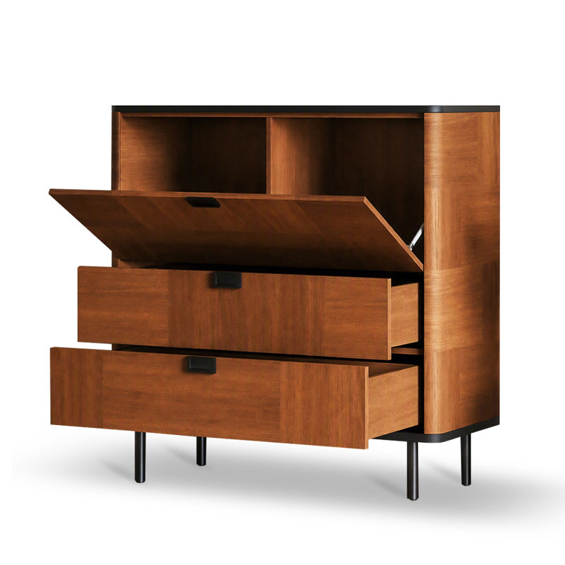 Buffet moderne noir + fritté brun + bois manufacturé + buffet en fer, 31.5