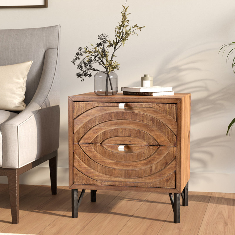 Cleobury Wood Nightstand With 2 Drawers, Individual