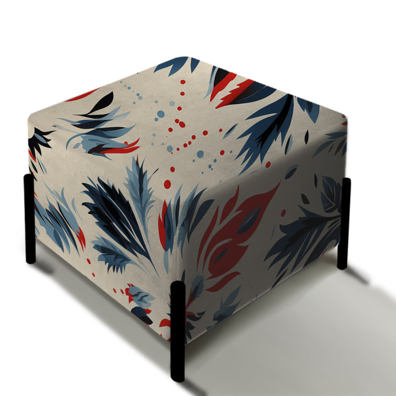 Bleu Ikat Tribe Blend Fuse - repose-pieds carré Ikat