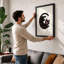 Striped Cat Crescent Retro - Framed Print-1422142947-1422142959