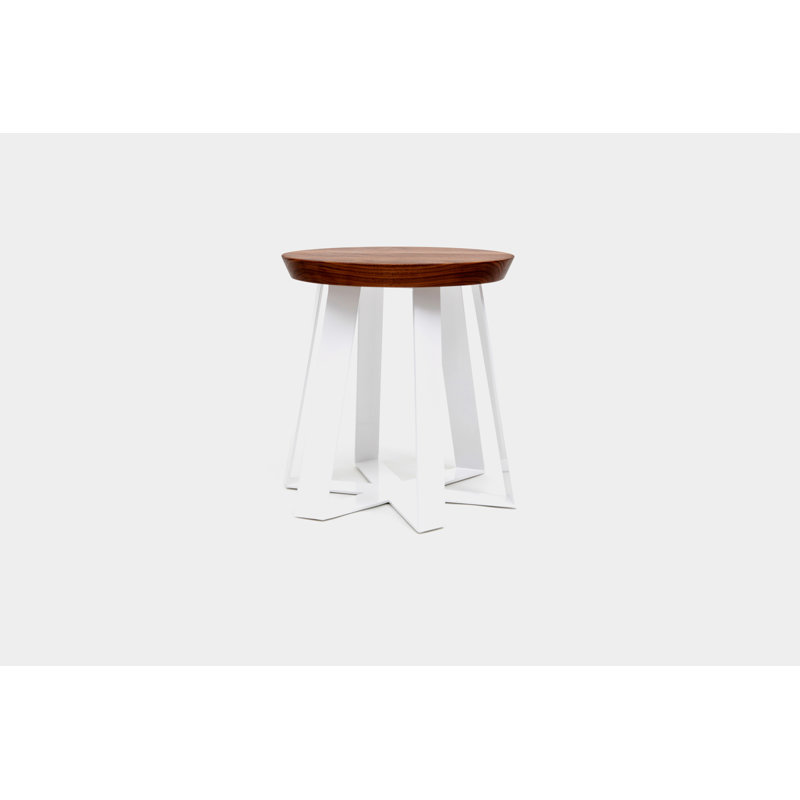 ARS Accent Stool, White, Walnut