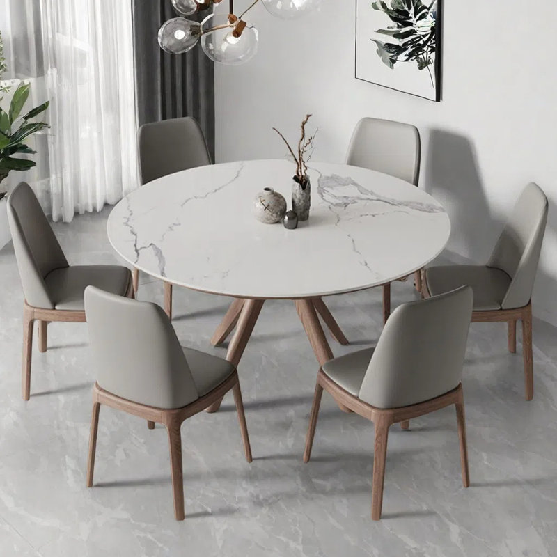 Nordic simple round dining table, 29.53"H x 59.06"L x 59.06"W