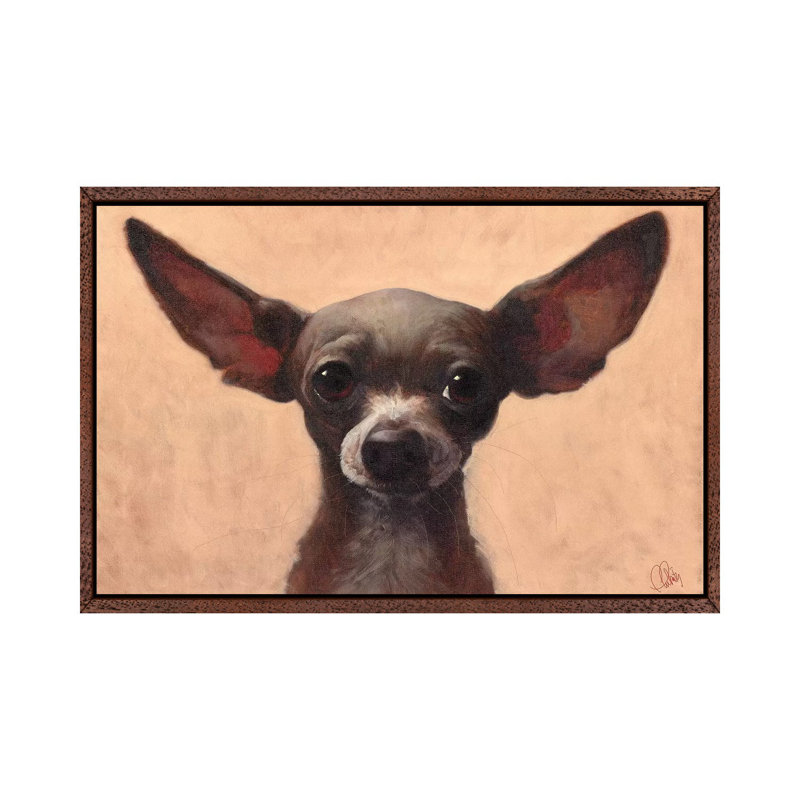 Chihuahua 1 Piece Painting on Canvas, 66.04 cm H x 45.72 cm W, Classic Brown Wood Framed