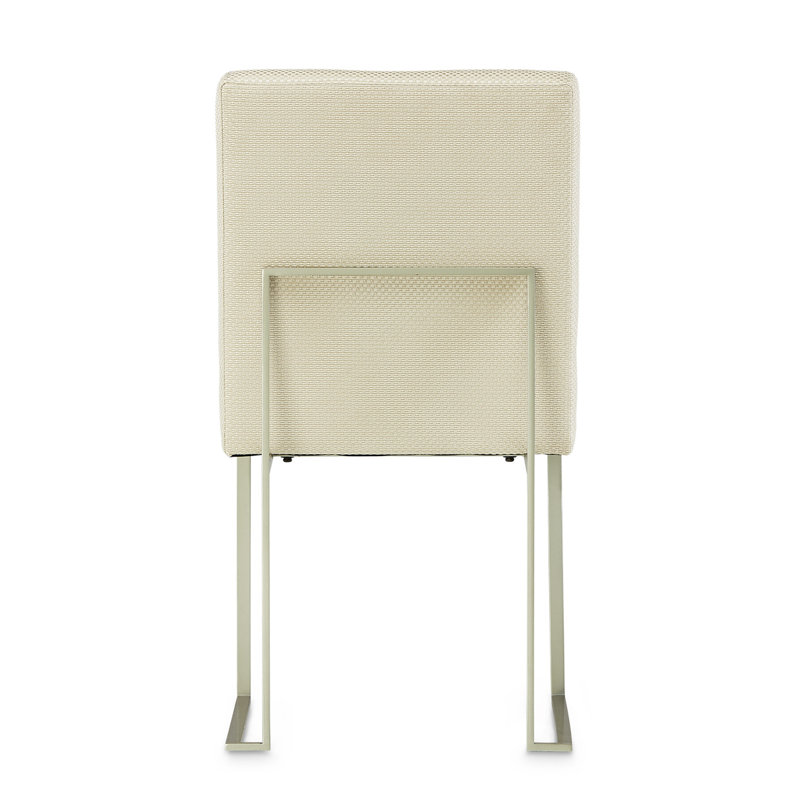 Laguna Ridge Cream Upholstered Side Chair with Brushed Platinum Frame