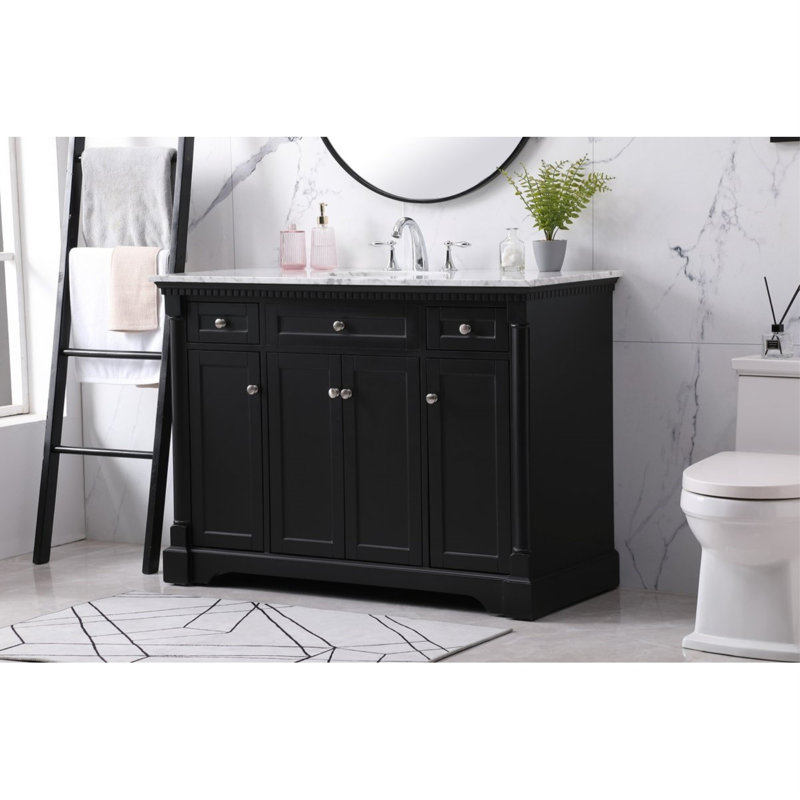 48'' Single Bathroom Vanity with Marble Top, Black