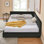 Structure de lit tapissier capitonné, cadre de canapé-lit avec dossier confortable et accoudoirs, pour chambre à coucher, salon, velours