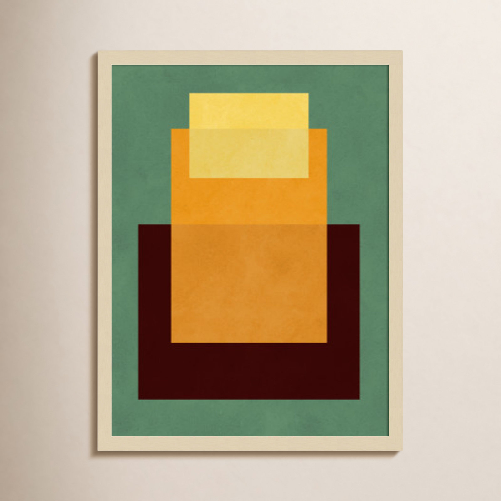 Overlapping geometry 10 by Norvin Wood Framed Wall Art Print, Green/Orange, Brown, 25" H x 19" W