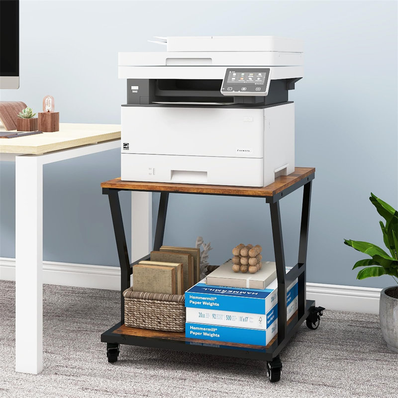 60cm H x 50cm W Printer Stand with Wheels, Brown