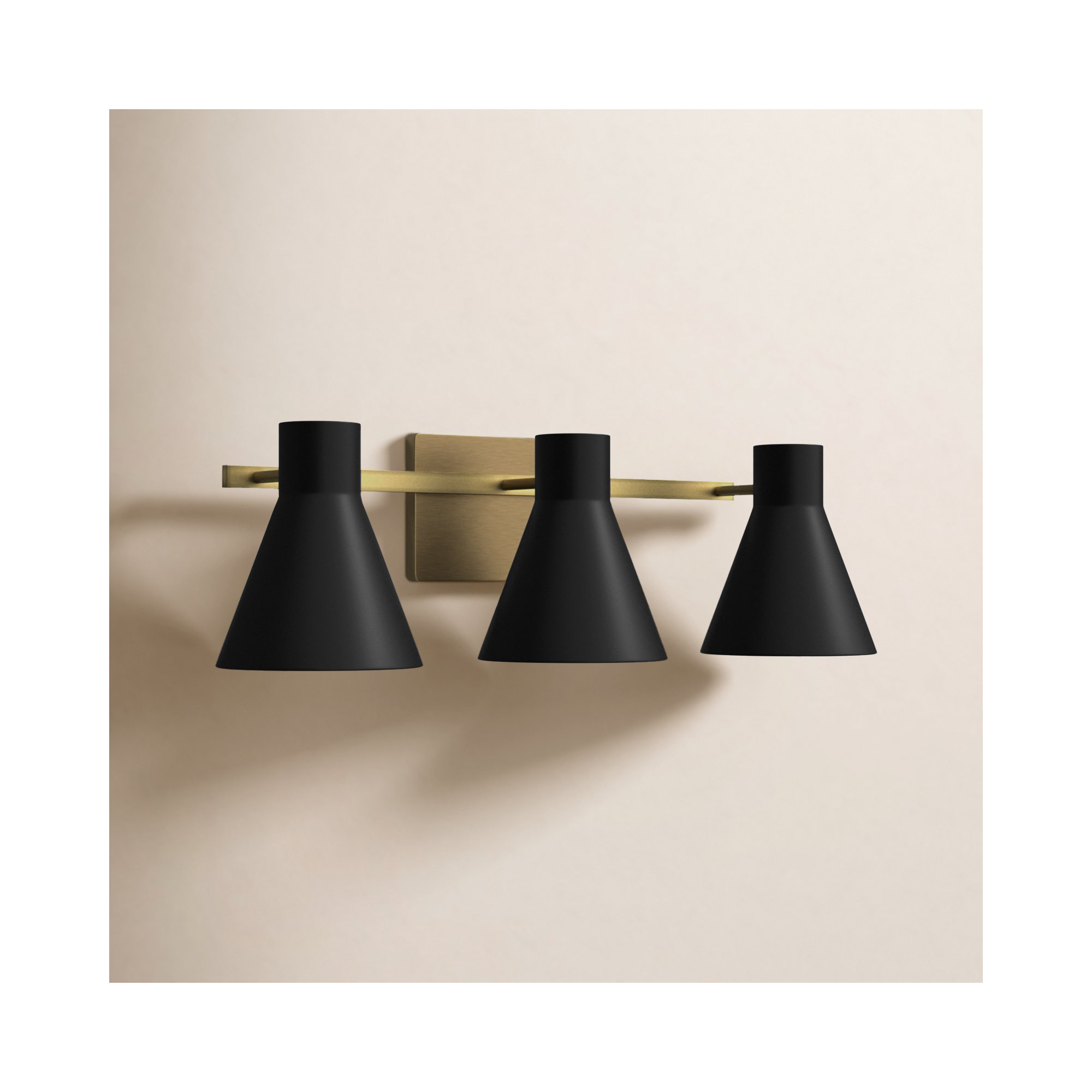 Byers 3-Light Dimmable Cone Vanity Light, No, Gold