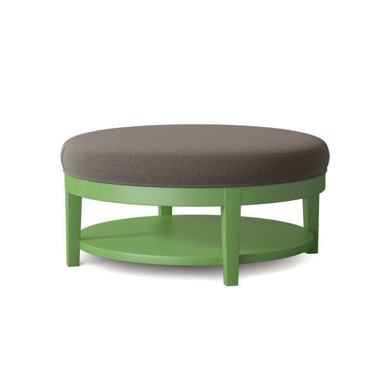 Midtown Upholstered Ottoman, Gray Sugar Performance; 0863-84, Brass Finish