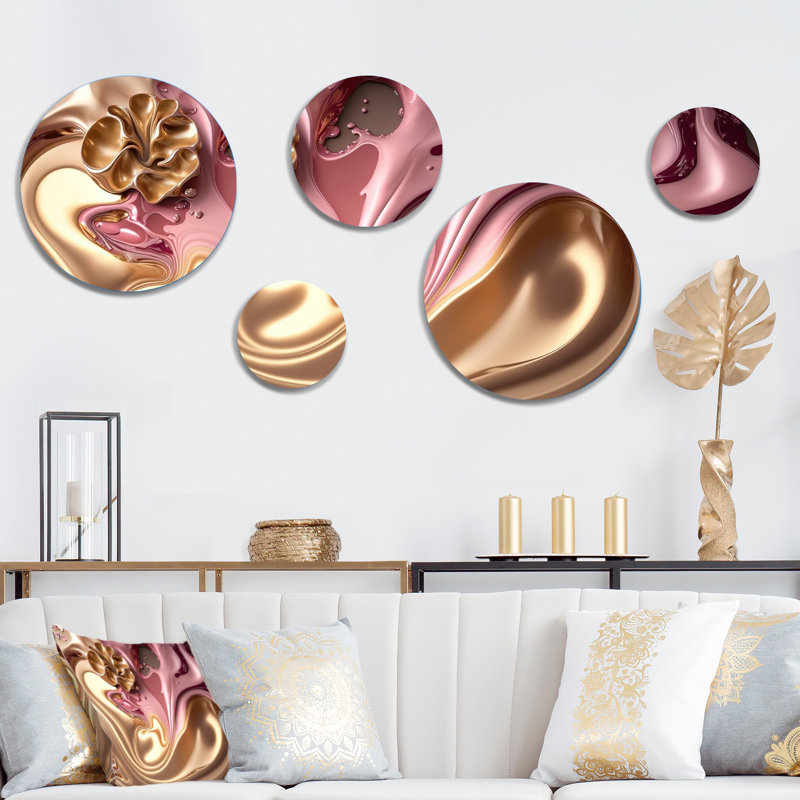 Pink and Gold Glam Flowers III - Floral Metal Wall Décor