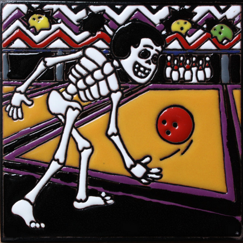 TalaMex Bowling Time. Carreau d'argile Day-Of-The-Dead