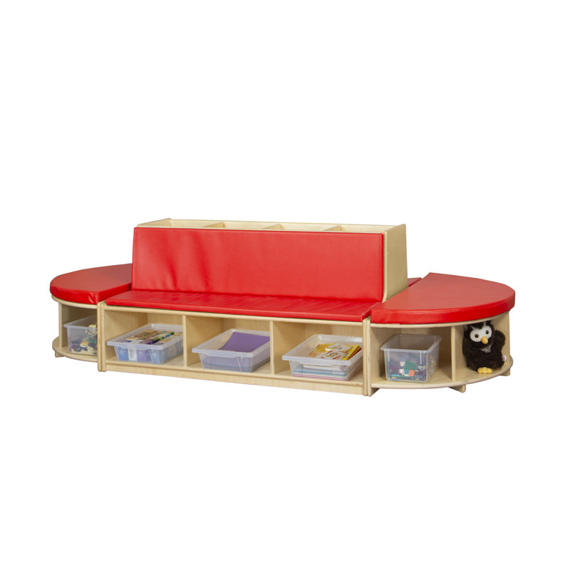Ensemble de bancs à face double Read-a-Round avec plateaux, Rouge
