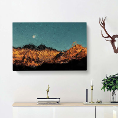 Moon over South Tyrol in Italy in Abstract - Wrapped Canvas