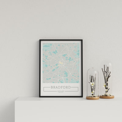 City Location Ordnance Map Blue Bradford by Vouvart - Single Picture Frame Print
