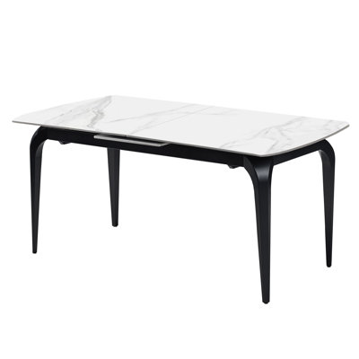Henrettia Extendable Stone Top Metal Base Dining Table