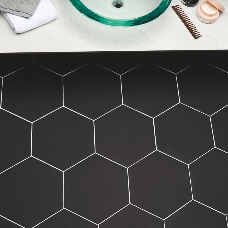 Carreau de porcelaine 10 po x 11 po Master Hex, Blanc