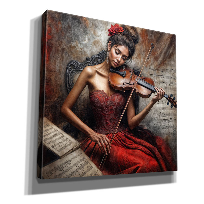  «Violin Music» par Rey Klimt, art mural sur toile, H 37 po x l 37 po