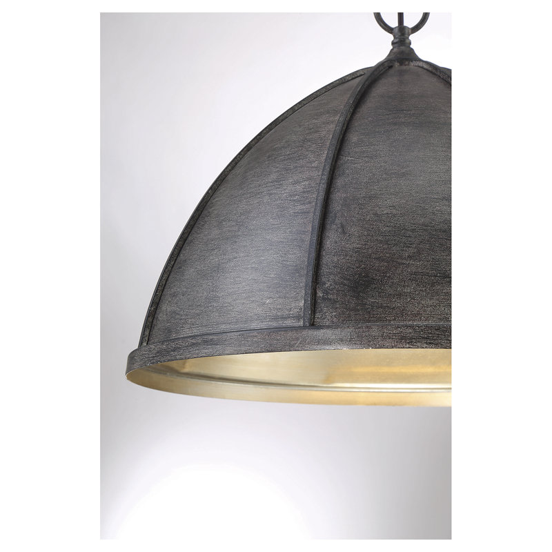 Luminaire suspendu en dôme unique à 3 lumières Dotty, Noyer