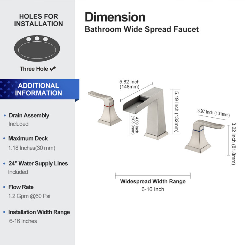 Widespread 2-handle Bathroom Faucet, Brushed Nickel