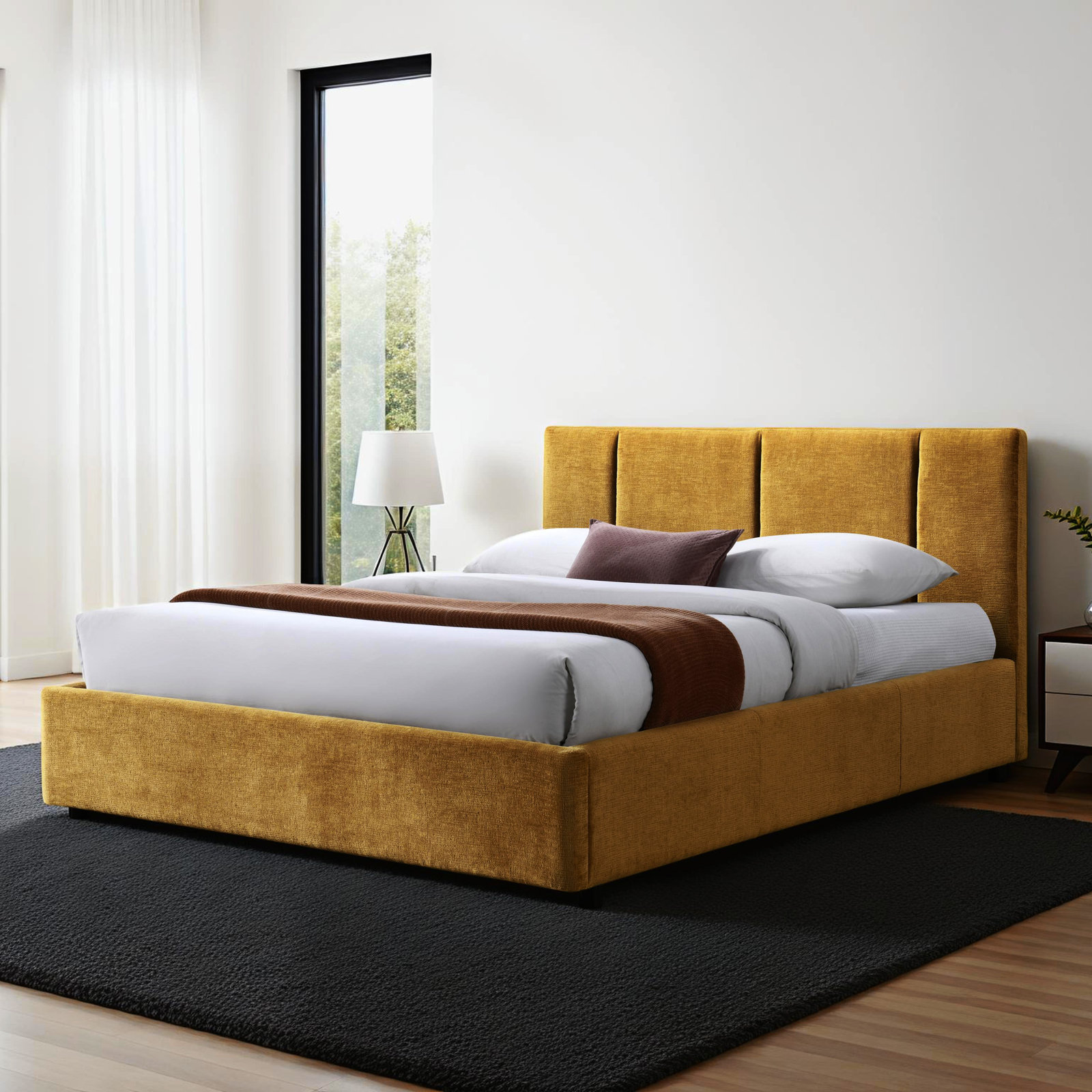 Ruthie Upholstered Bed, Queen, Gold