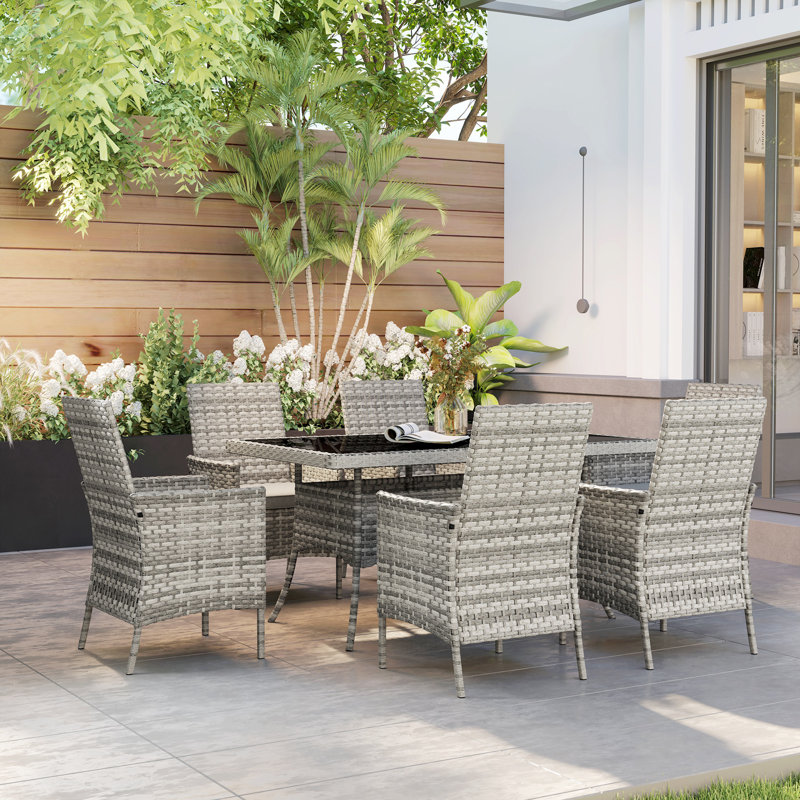 6 - Person Patio Dining Set with Rectangular Table , Cushions Included