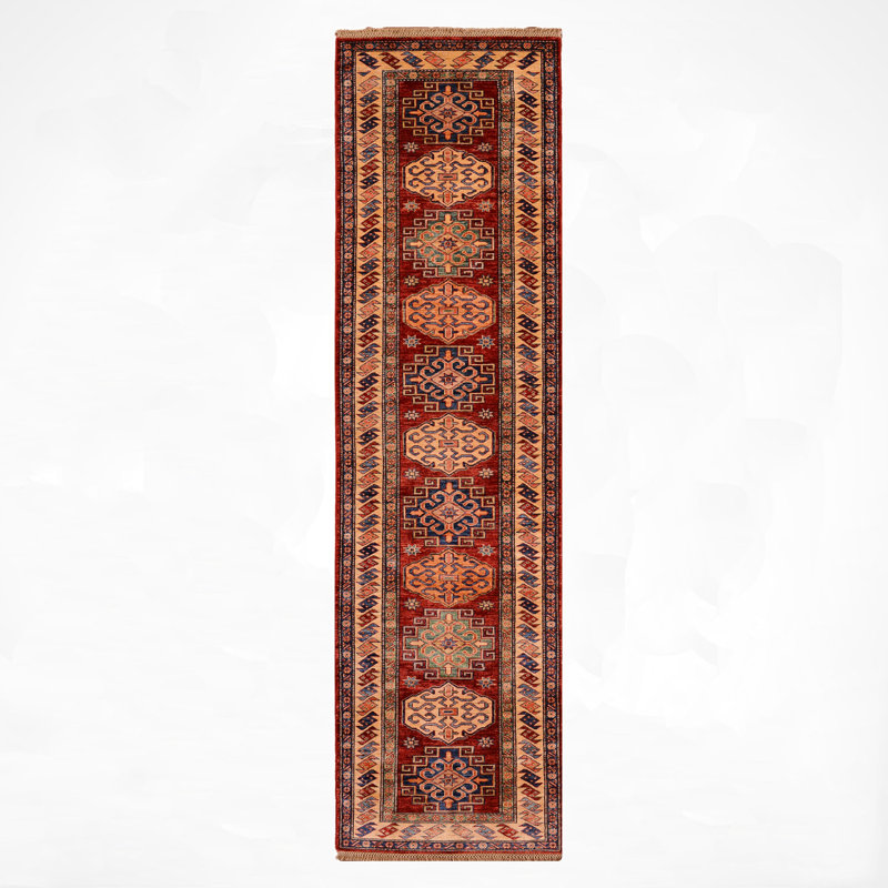 Tapis en laine et coton rouge noué à la main Original