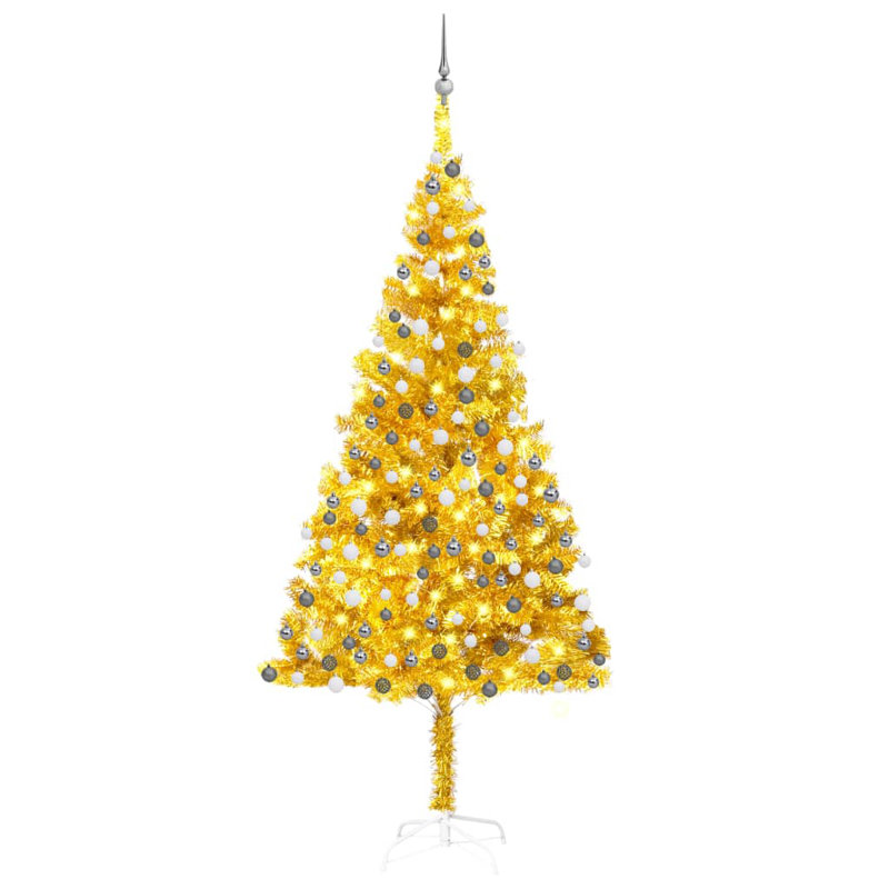 Arbre de Noël artificiel illuminé avec ensemble de décoration de fête en PVC