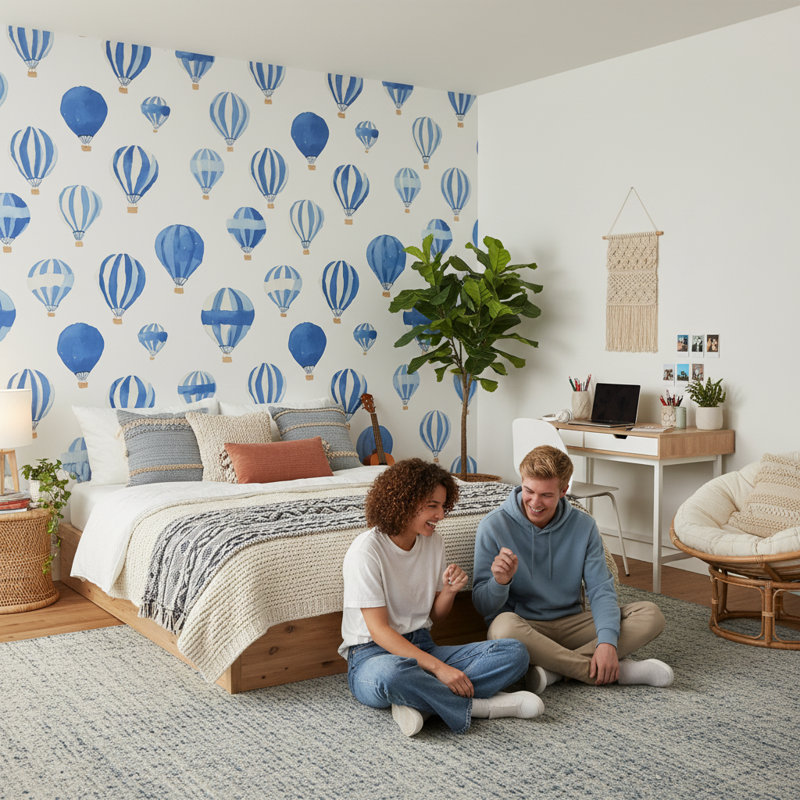 Papier peint ballons, décoration murale fantaisiste
