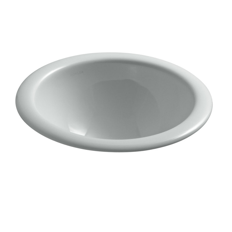 Compass® Ceramic Circular Dual Mount Bathroom Sink, Ice Gray