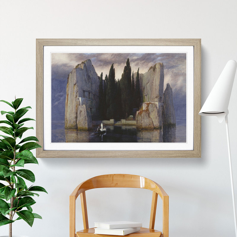 The Isle of the Dead Vol.2 by Arnold Bocklin - Picture Frame Painting, 48cm H x 65cm W x 2cm D, Oak