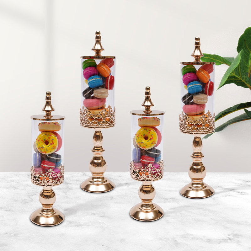 4 pots à bonbons dorés français (2 grands et 2 petits)