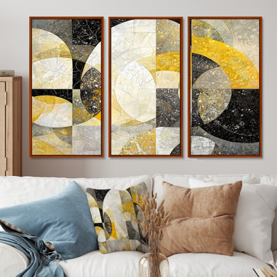 «Celestial Balance of Yellow Mosaic II», ensemble d'art mural géométrique abstrait
