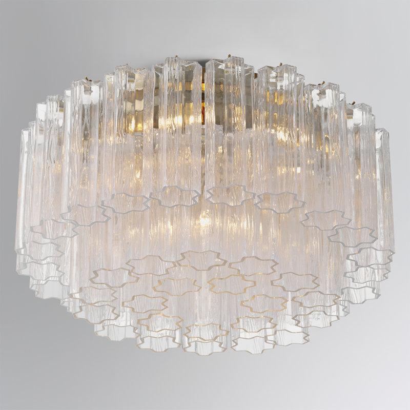 Plafonnier encastré 7 lumières Shaurya, Laiton vieilli / transparent