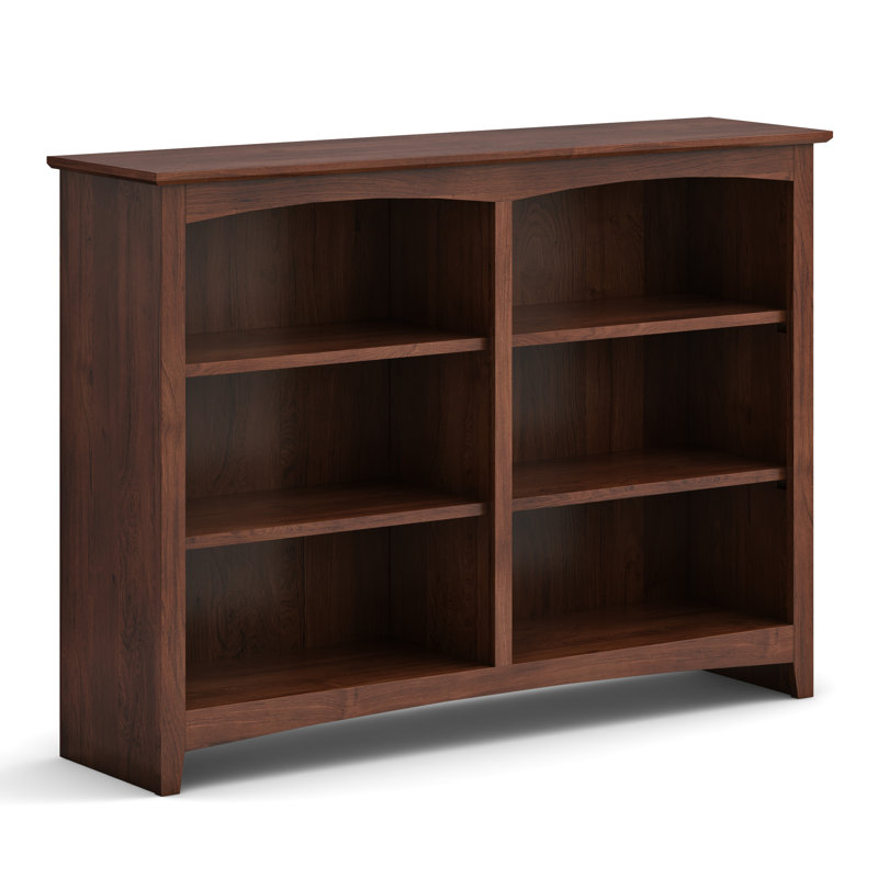 Malani Solid Wood Classic Bookcase, (3 Shelves) 36"H x 49.75"W x 12.875"D, Brown Mahogany