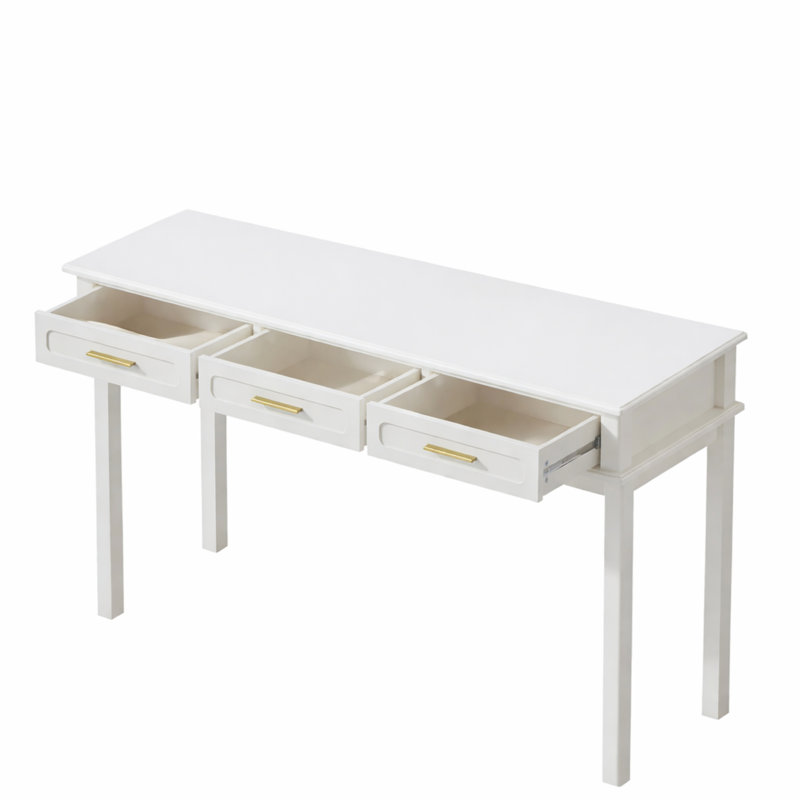 Coiffeuse blanc crème à 3 tiroirs, table de maquillage moderne ou bureau, table de toilette multifonctionnelle pour chambre à coucher, miroir non inclus