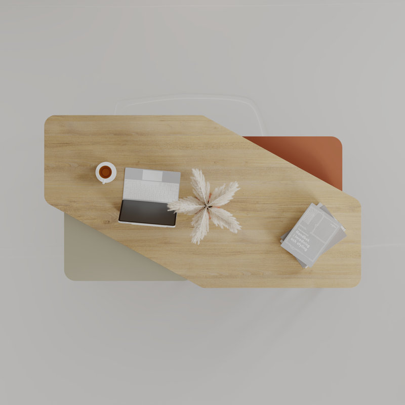 Bukurie Frame Nesting Coffee Table Set, Sapphire Oak/Cinnamon/Ash Green
