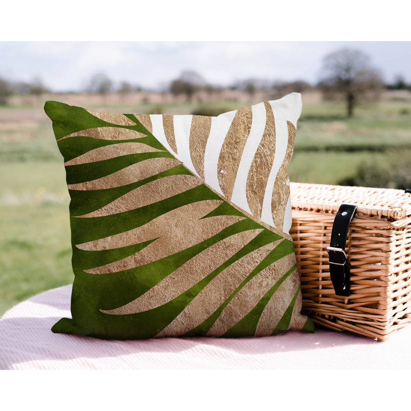 Floral Outdoor Reversible Throw Pillow, 17W" x 17H", Chertreuse/Gold/White