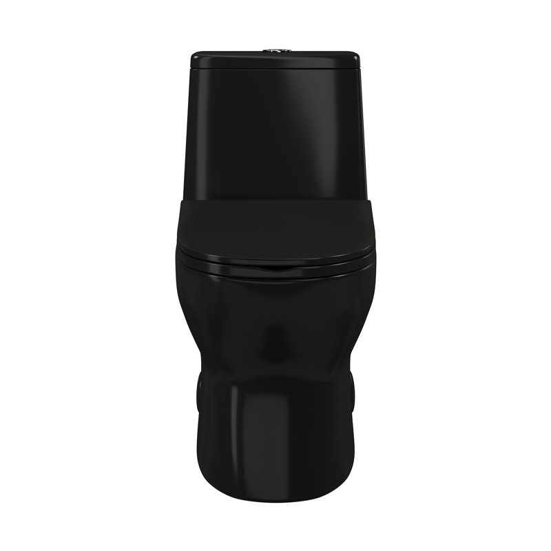 Ivy One-Piece Elongated Toilet Vortex Dual-Flush 1.1/1.6 gpf, 12, Glossy Black, Top