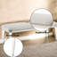Banc élégant en blanc nacré - Boucle grise confort à hauteur de produit de 18 po avec pieds en tissu d'ameublement en acrylique de style moderne de 19 po de largeur