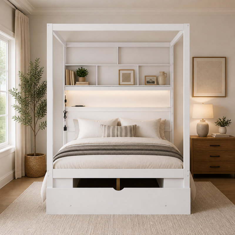 Bed, Full / Double, White
