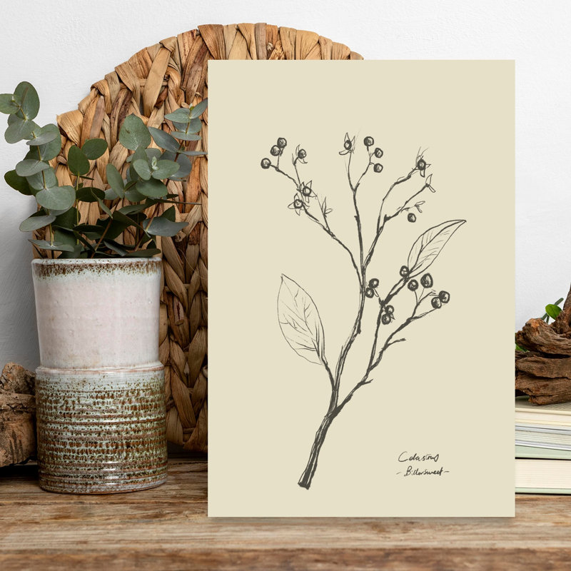 Floral 2 Contemporary Flower Plant Wall Art Print, 45.72cm H x 30.48cm W